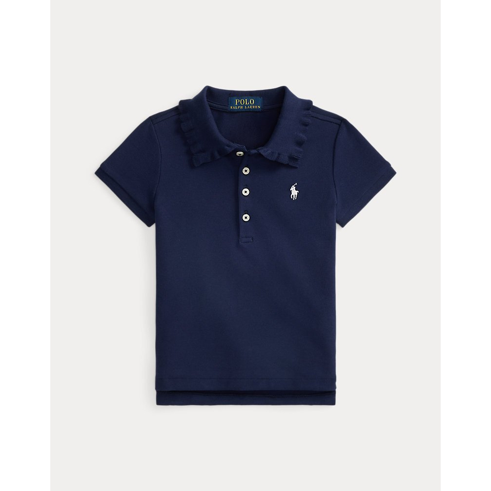 'Stretch Mesh Ruffled Polo Shirt' pour Filles