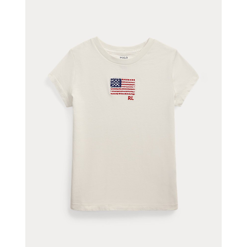 'Flag-Appliqué Cotton Jersey Tee' pour Filles