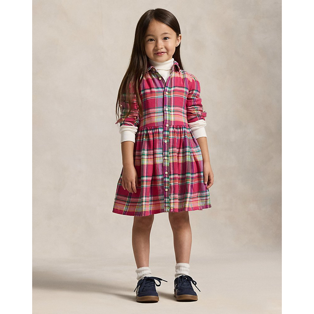 'Plaid Cotton Madras Shirtdress' pour Filles