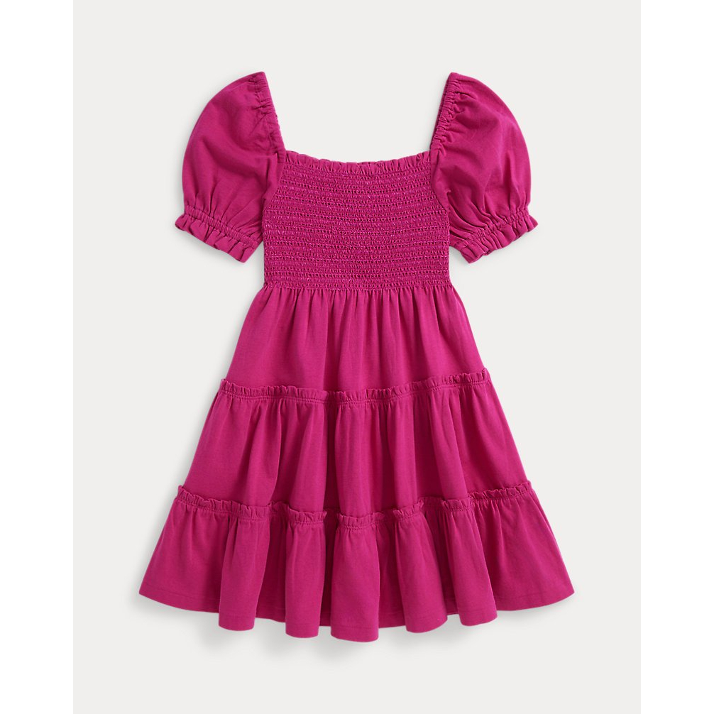 'Smocked Cotton Jersey Dress' pour Filles