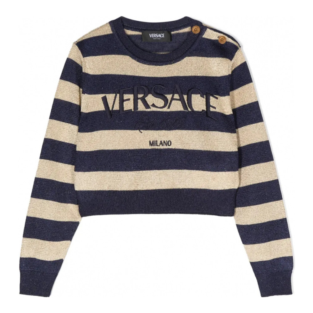 Pull 'Logo-Embroidered Striped' pour Filles