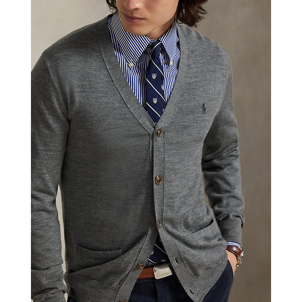 'Slim Fit Washable Wool V-Neck Cardigan' pour Hommes