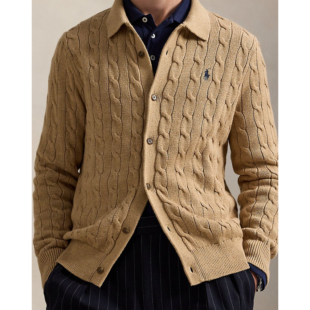 'Cable-Knit Cotton Cardigan' pour Hommes