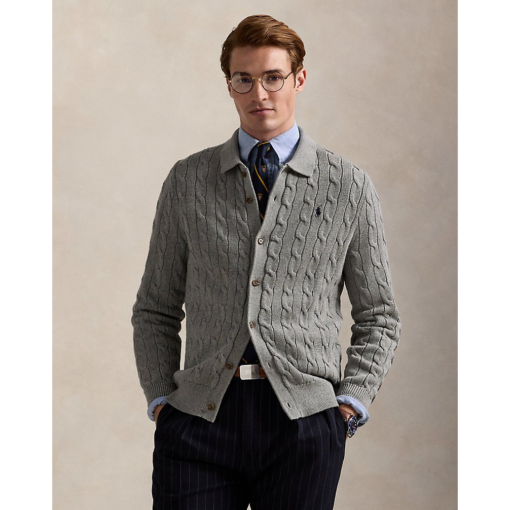 'Cable-Knit Cotton Cardigan' pour Hommes