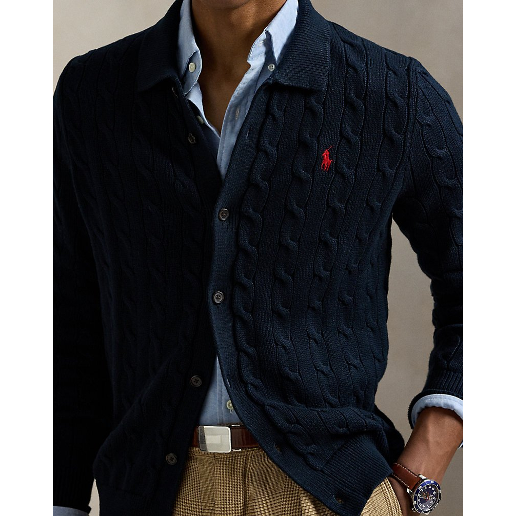 'Cable-Knit Cotton Cardigan' pour Hommes