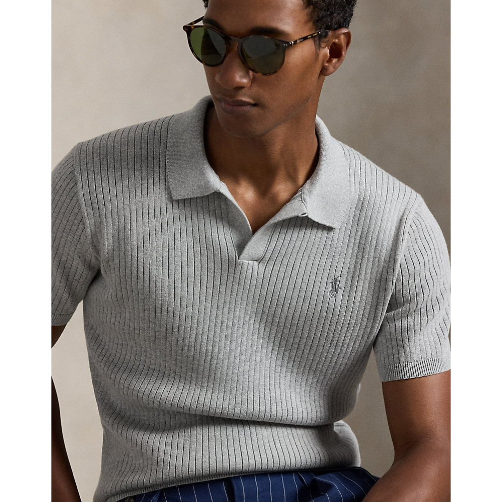 'Rib-Knit Cotton Johnny-Collar Sweater' pour Hommes