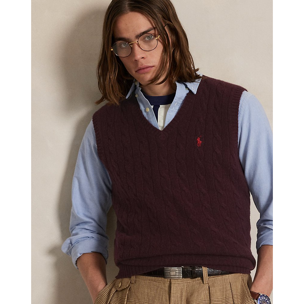 'Cable-Knit Wool-Cashmere Sweater Vest' pour Hommes