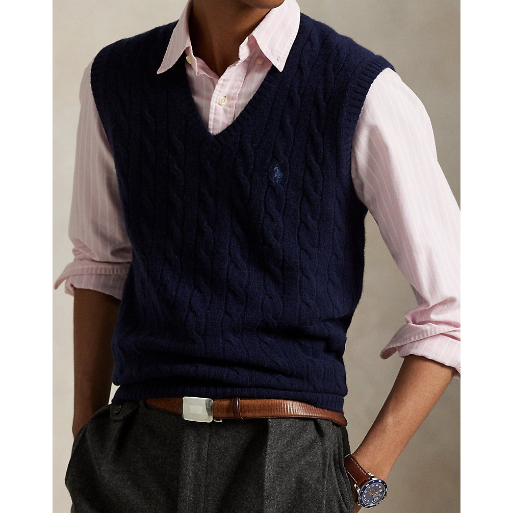'Cable-Knit Wool-Cashmere Sweater Vest' pour Hommes