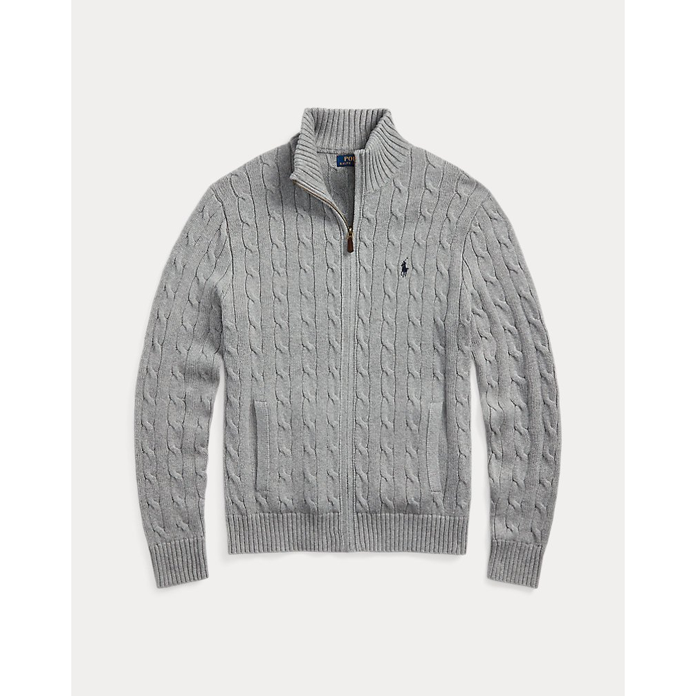 'Cable-Knit Cotton Full-Zip Sweater' pour Hommes