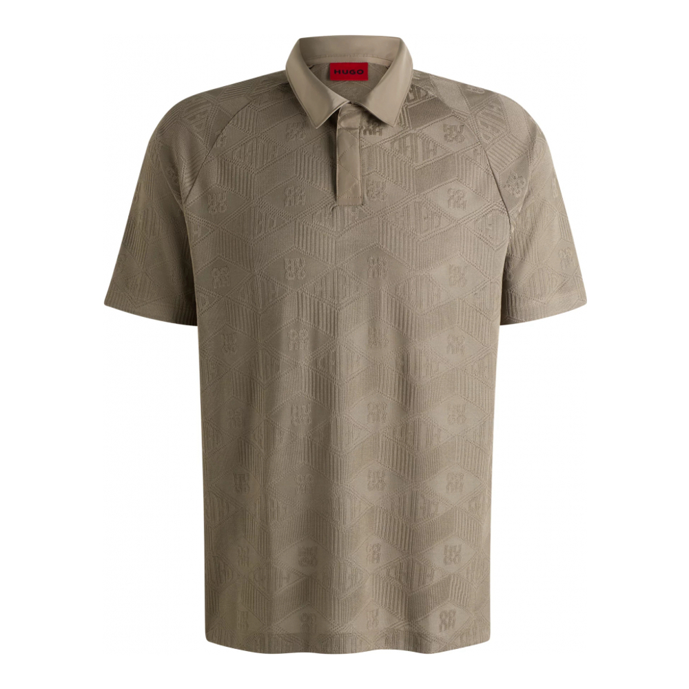 Polo 'Logo-Pattern Contrast Placket' pour Hommes