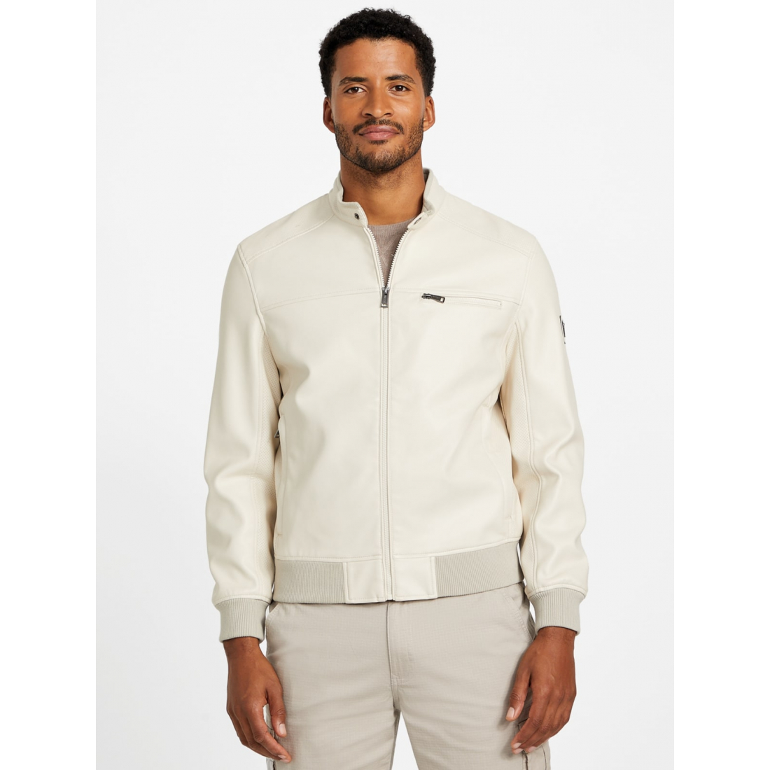 'Faris Faux-Leather Biker Jacket' für Herren