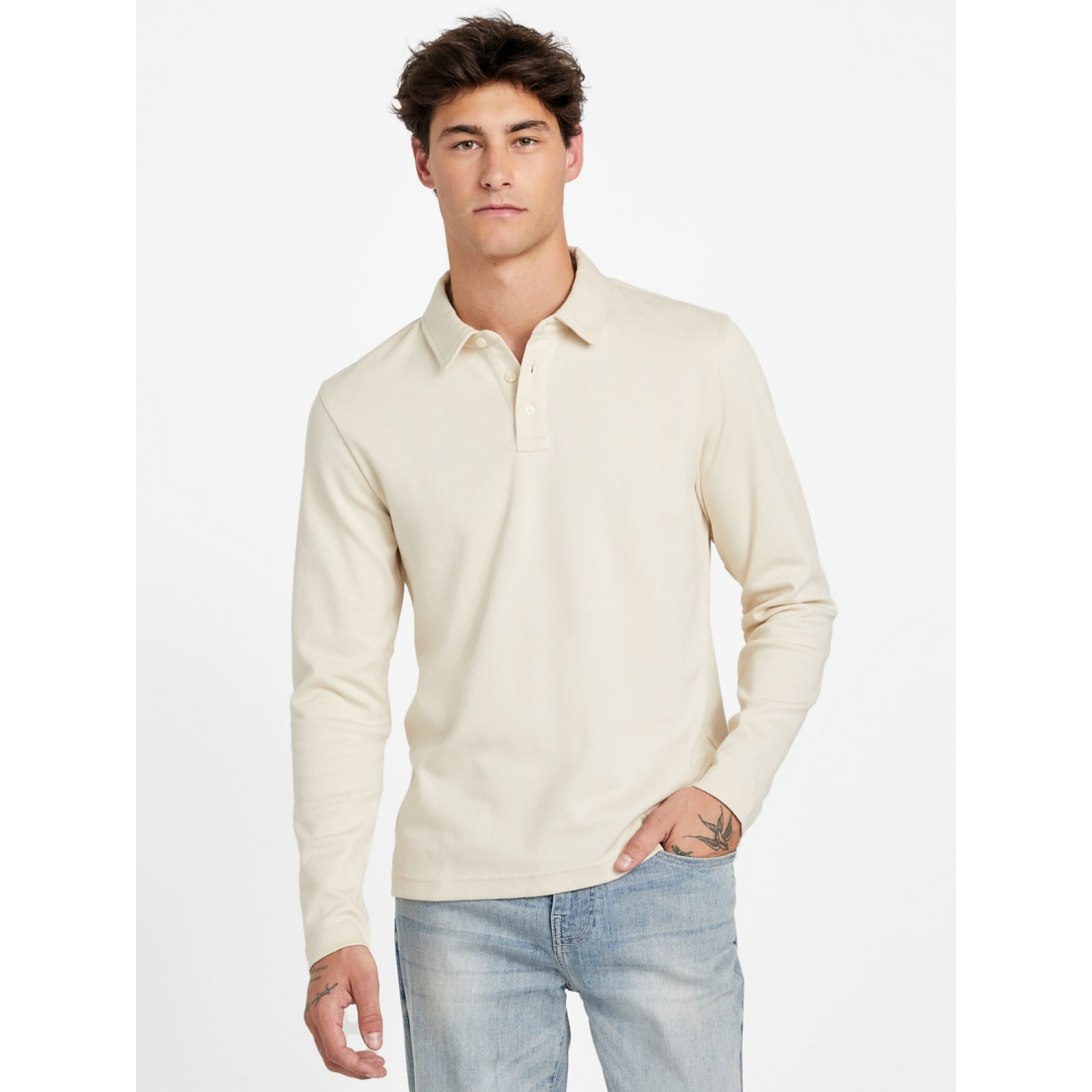 'Noel Jacquard Long-Sleeve Polo' pour Hommes
