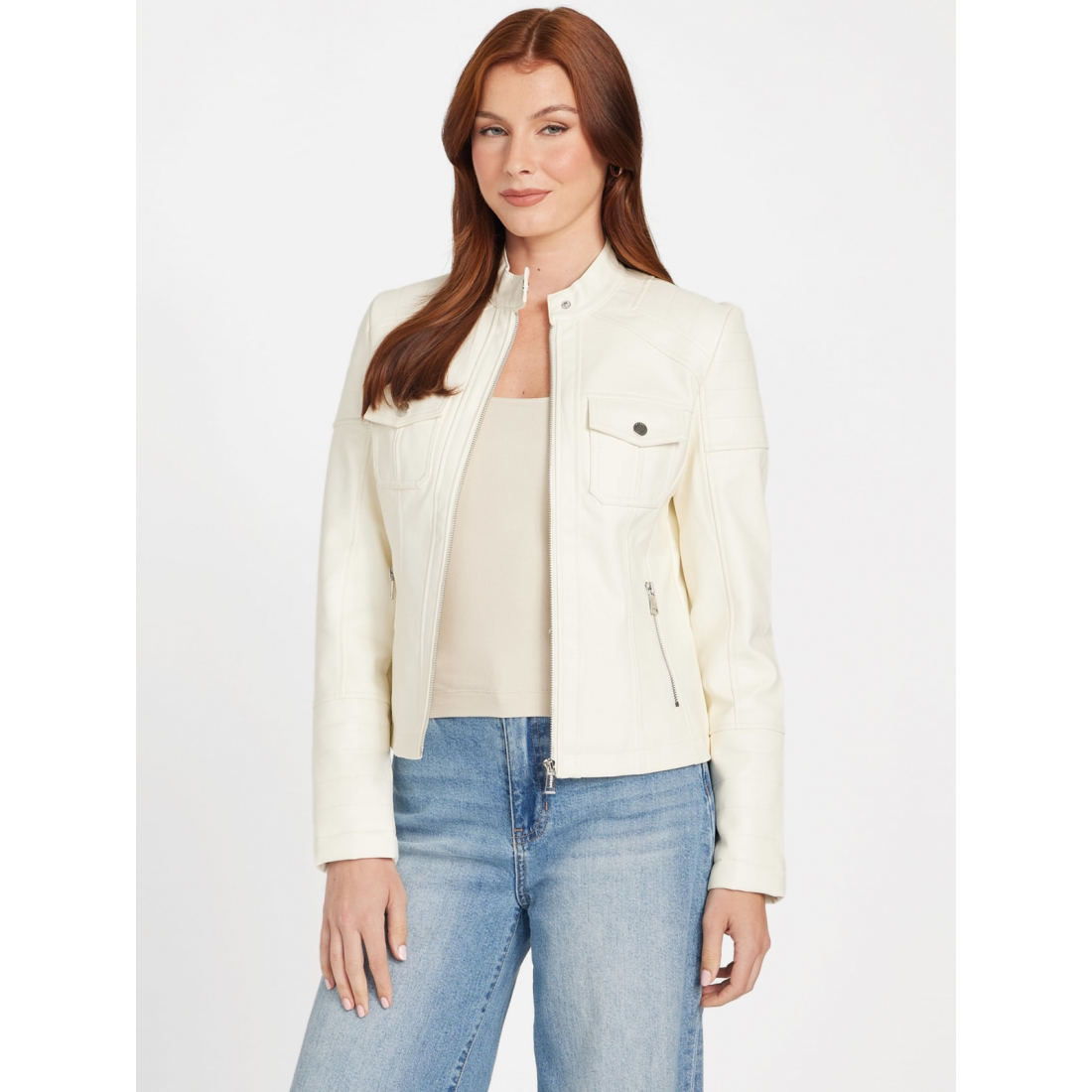 'Danelle Faux-Leather Moto Jacket' pour Femmes