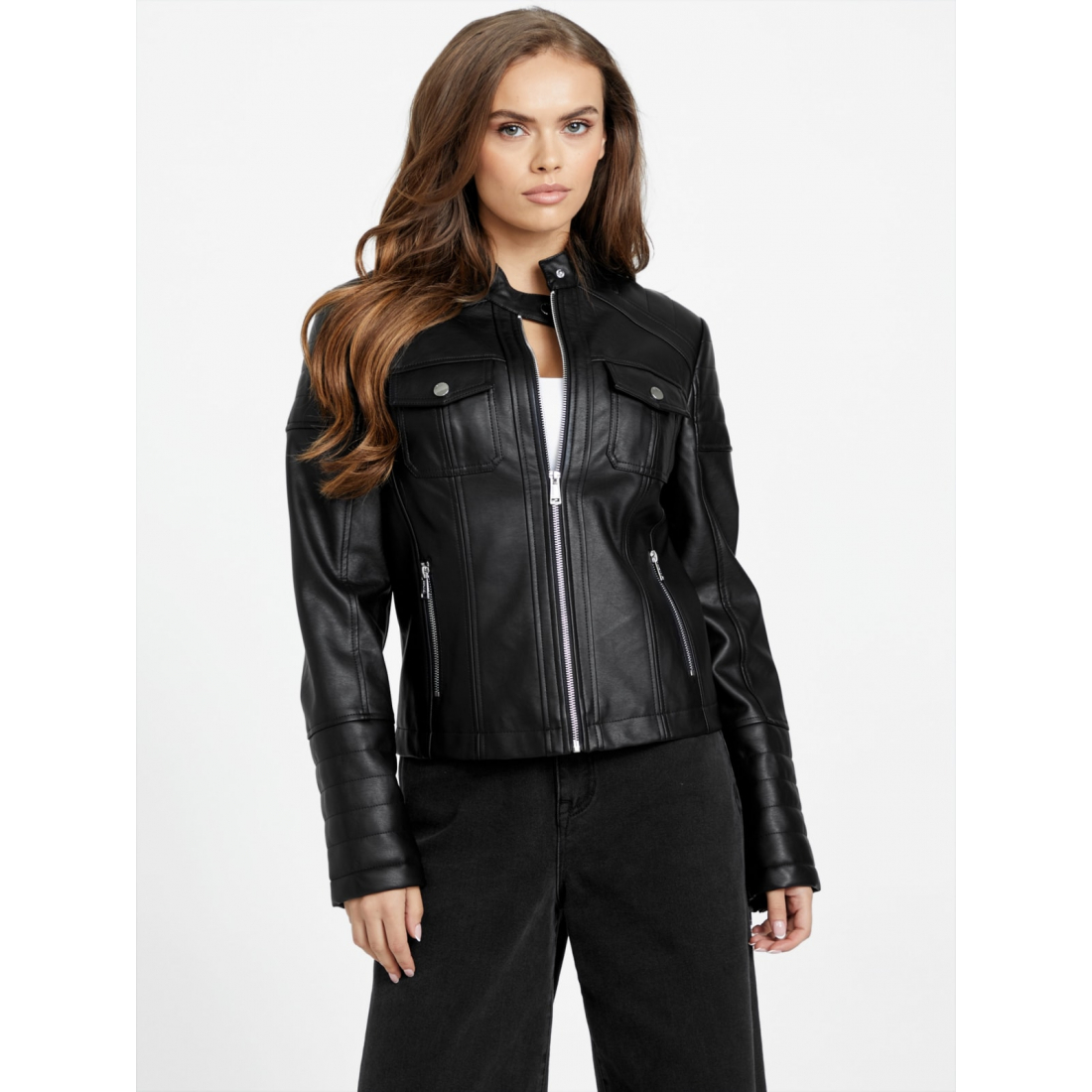 'Danelle Faux-Leather Moto Jacket' pour Femmes