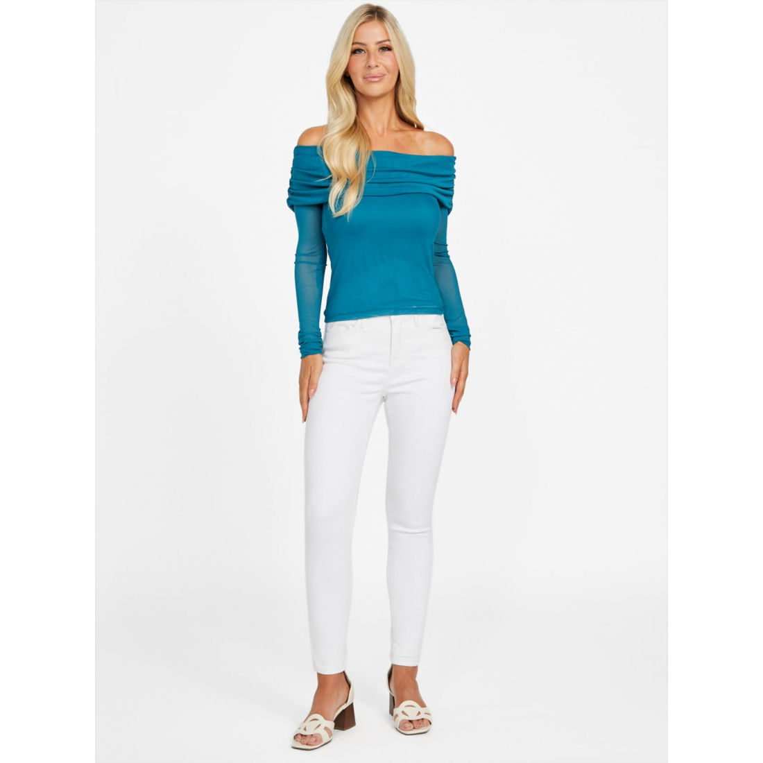 'Lacey Sheer Off-the-Shoulder Top' pour Femmes