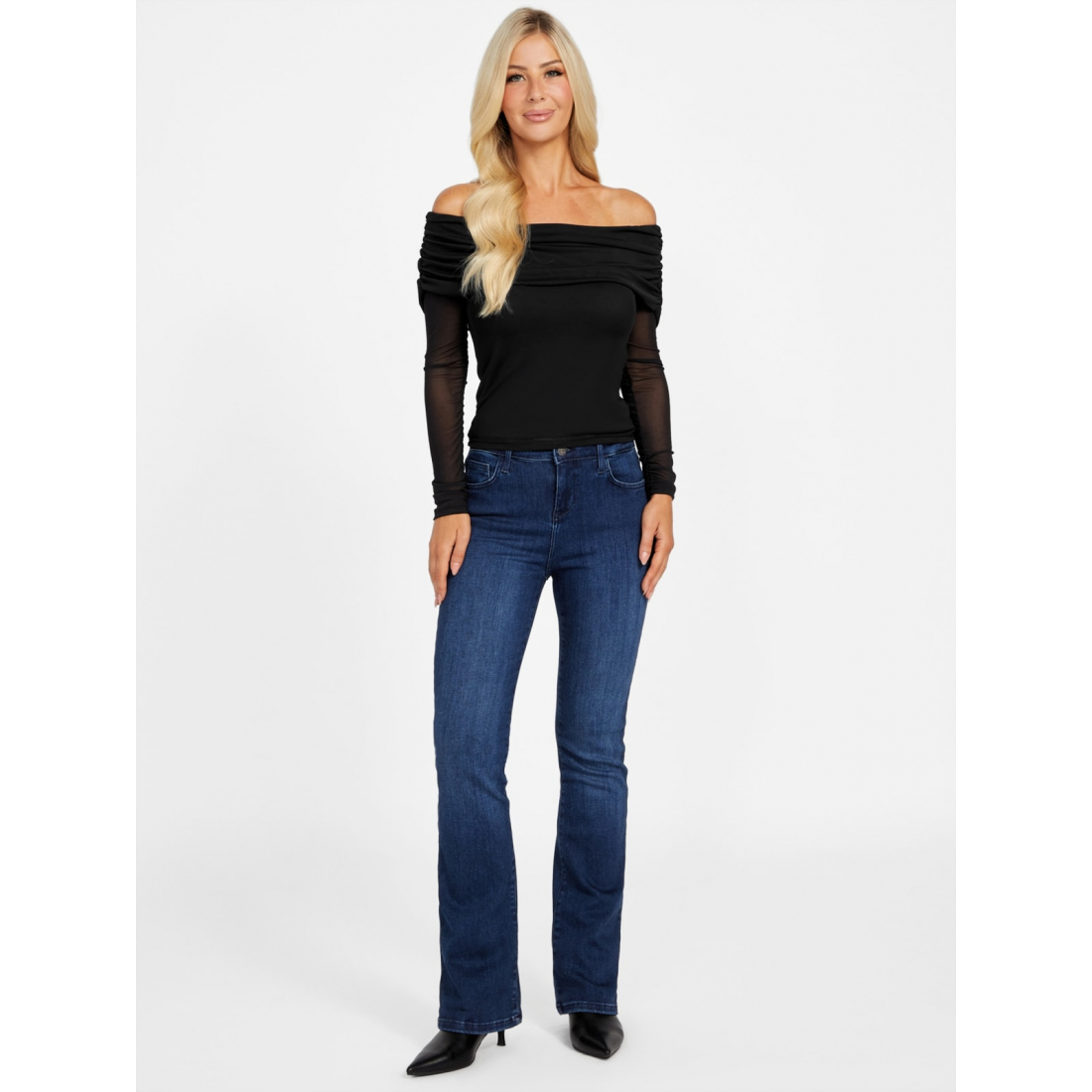 'Lacey Sheer Off-the-Shoulder Top' pour Femmes