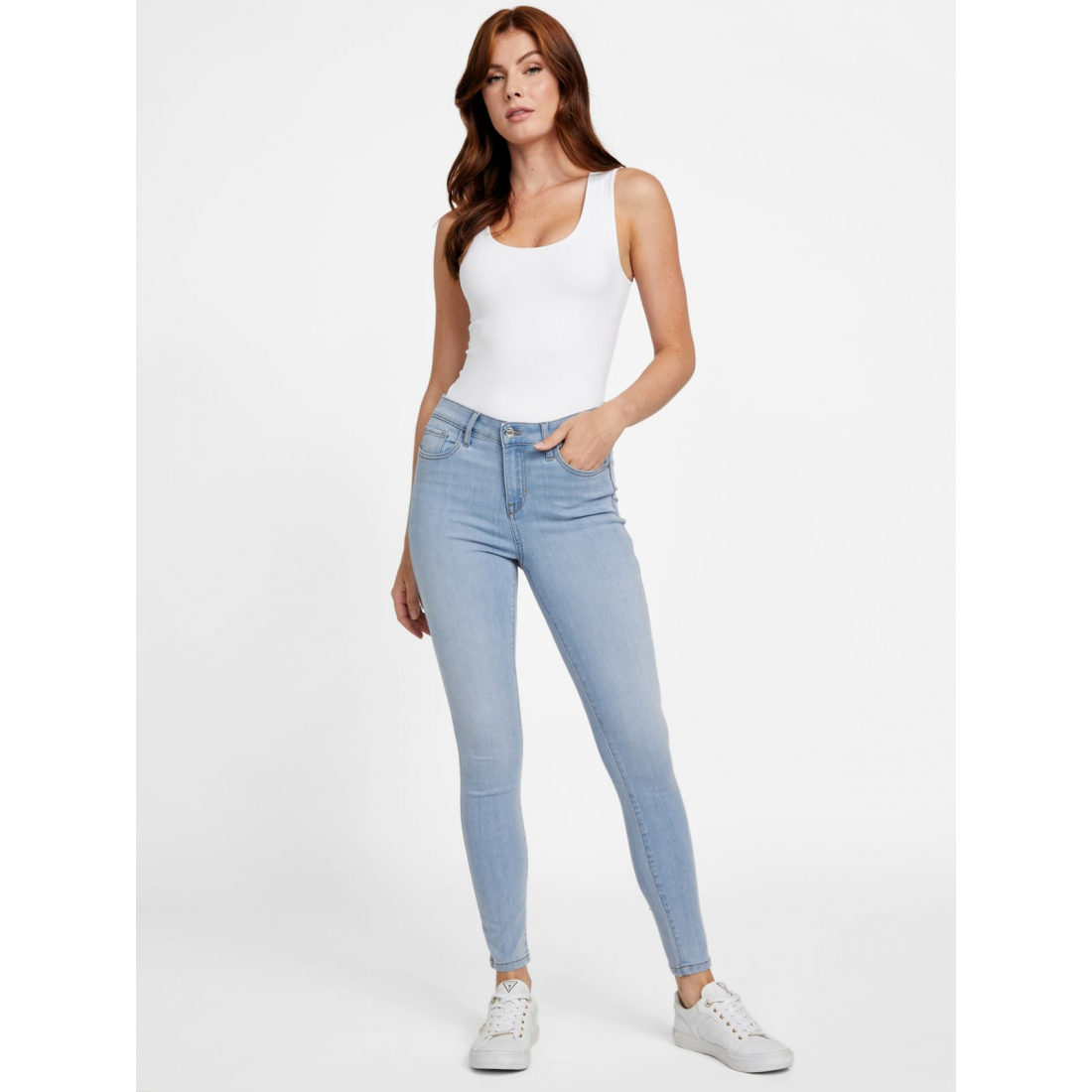 'Eco Carina Mid-Rise Bling Pocket Skinny Jeans' pour Femmes