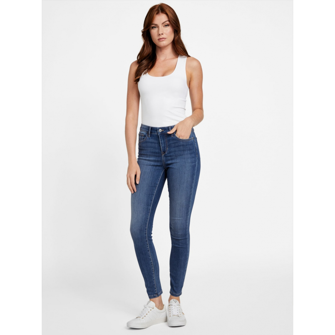 'Eco Carina Mid-Rise Bling Pocket Skinny Jeans' pour Femmes