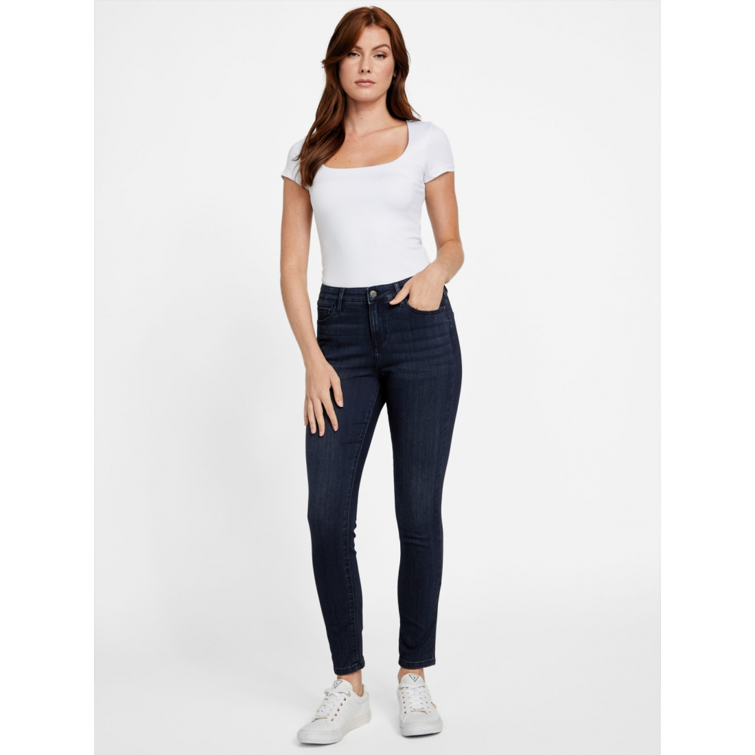 'Eco Carina Mid-Rise Bling Pocket Skinny Jeans' pour Femmes