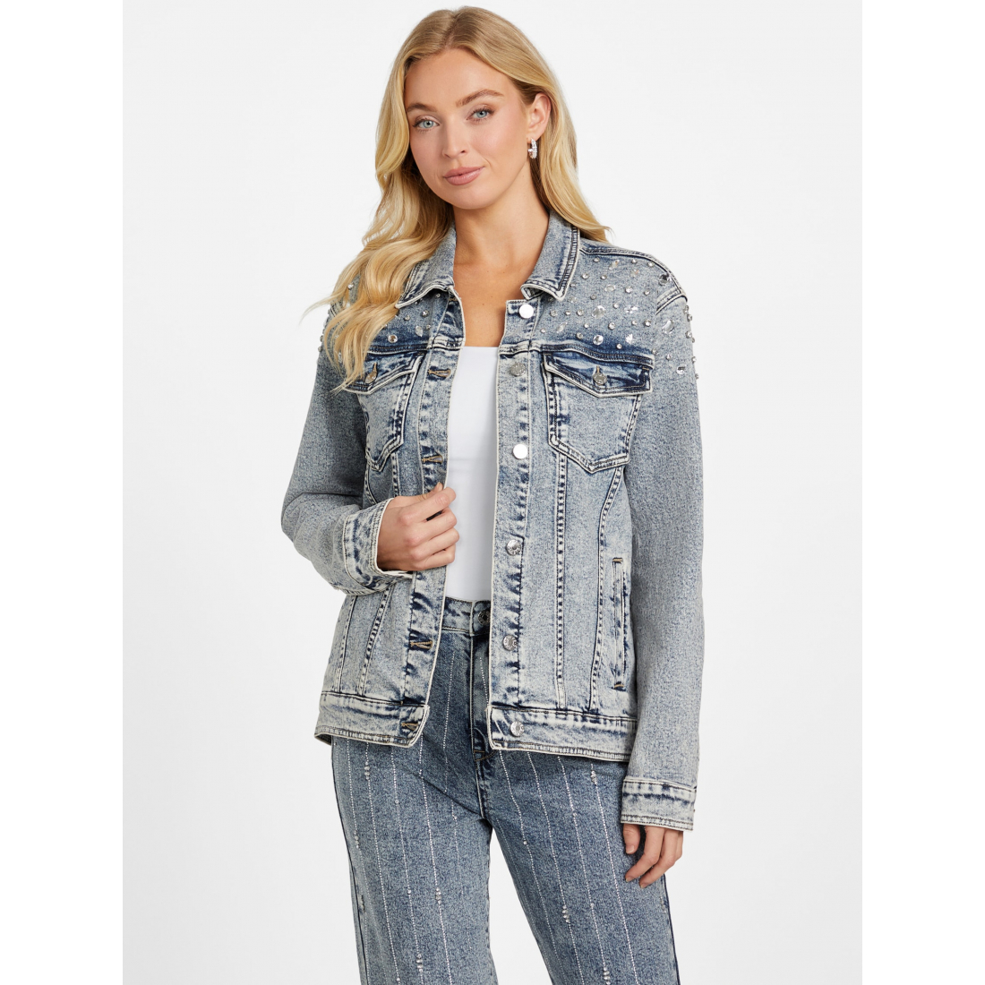 'Arielle Embellished Denim Jacket' pour Femmes
