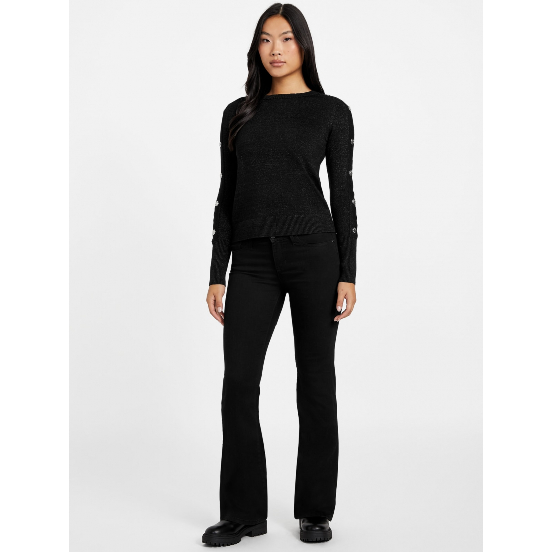 'Rachel Button Long-Sleeve Sweater' pour Femmes