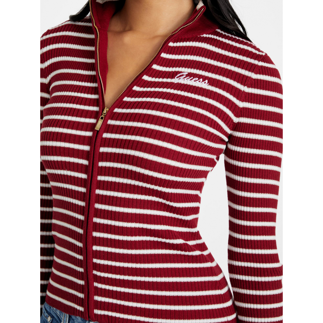 'Zinnia Striped Zip Sweater' pour Femmes