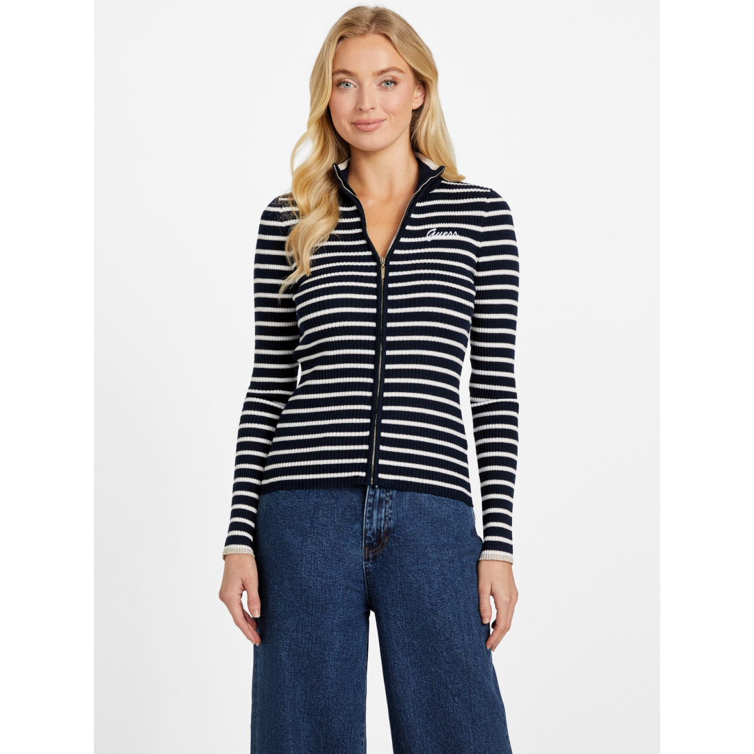 'Zinnia Striped Zip Sweater' pour Femmes