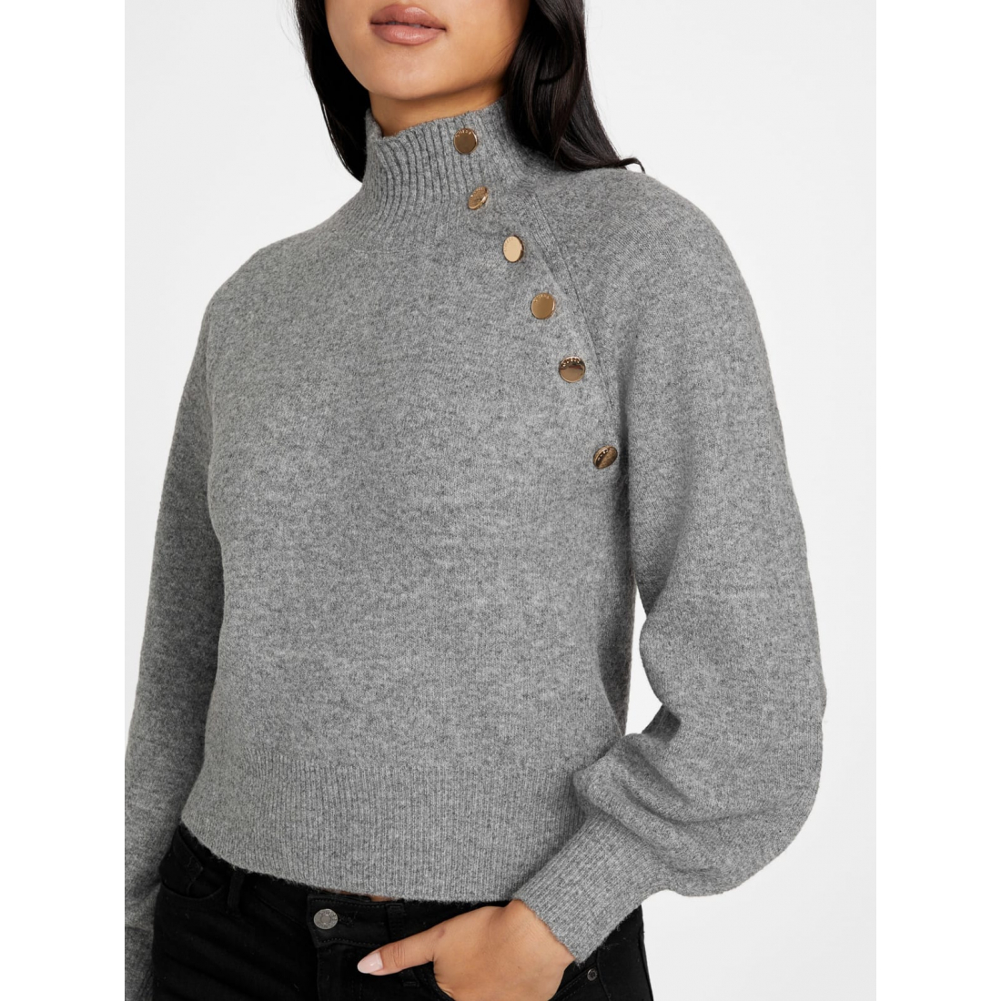 'Angela Asymmetrical Button Sweater' für Damen