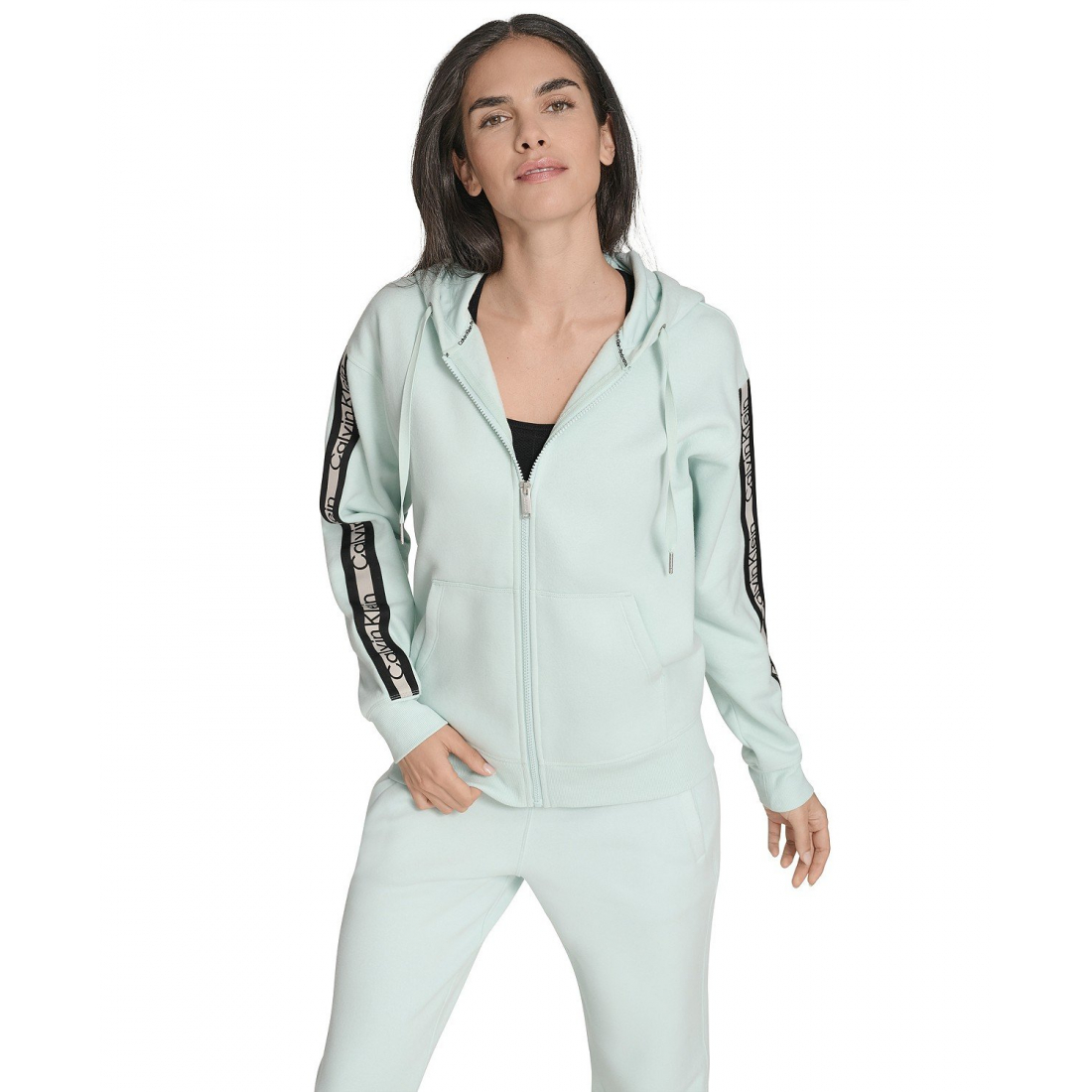 'Fleece Logo Tape Hoodie Jacket' pour Femmes
