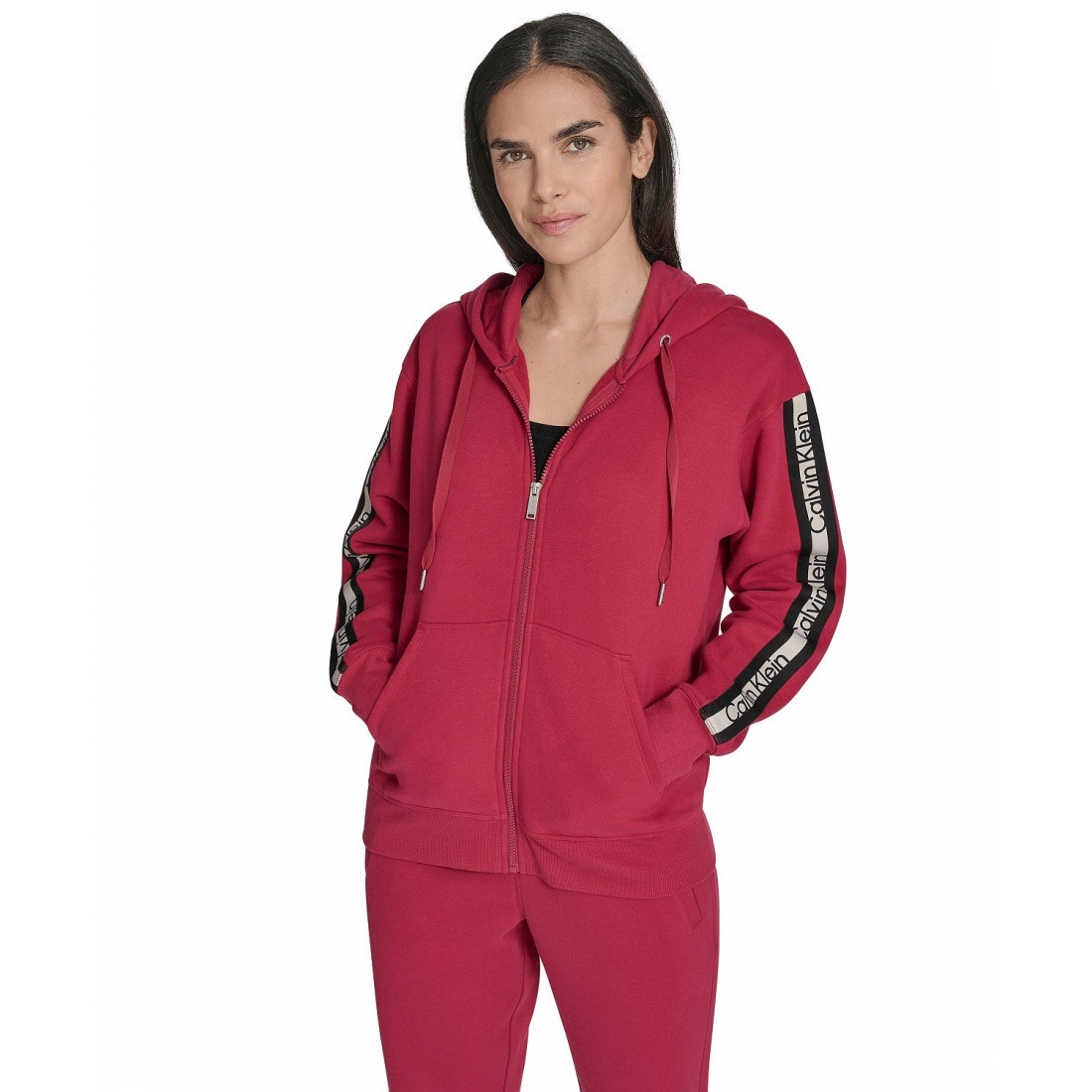 'Fleece Logo Tape Hoodie Jacket' pour Femmes