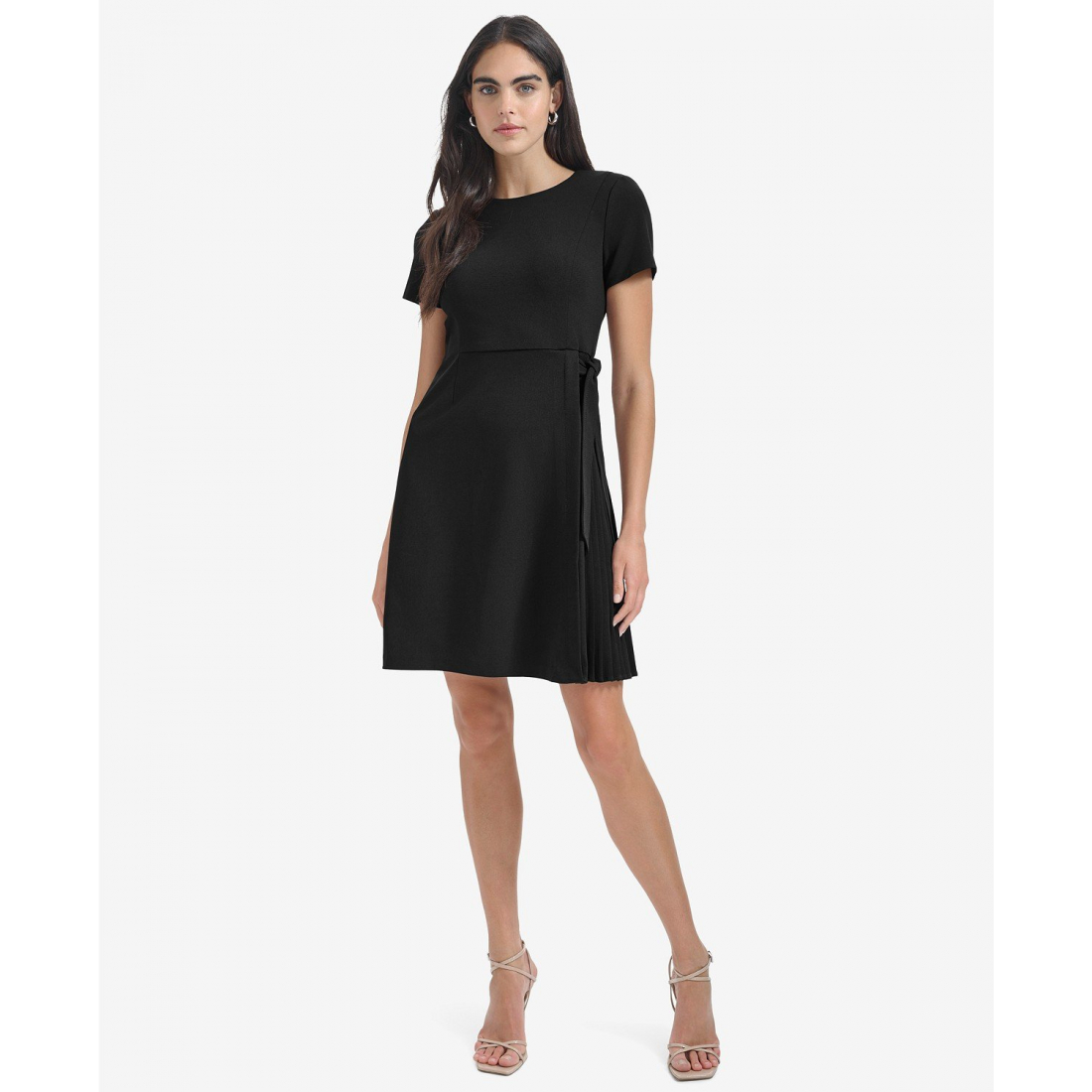 'Short Sleeve Pleat Dress' pour Femmes