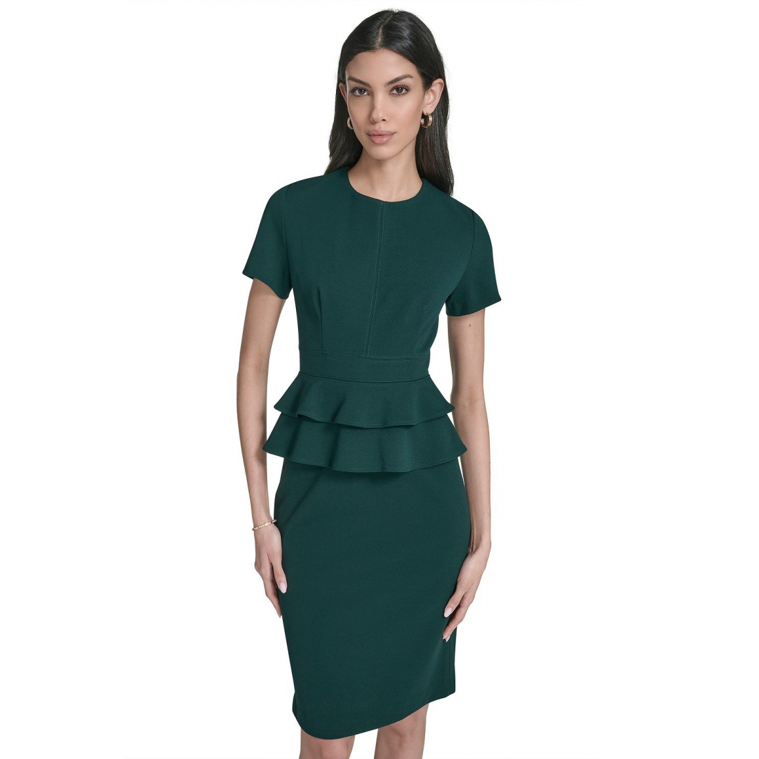 'Short Sleeve Peplum Sheath Dress' pour Femmes