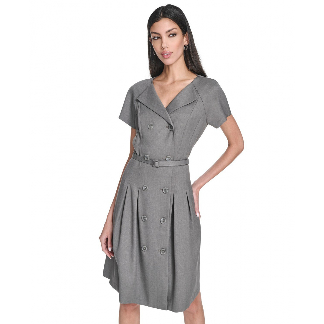'Belted V-Neck Coat Dress' pour Femmes