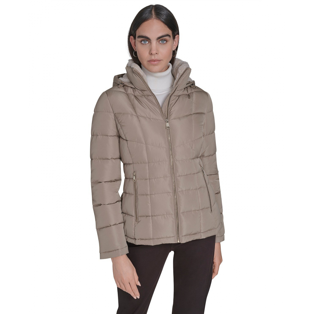 'Stand Collar Lined Puffer Jacket' pour Femmes