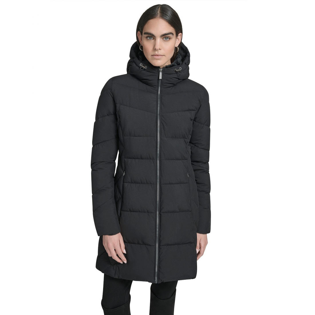 'Collar Hooded Puffer Coat' pour Femmes