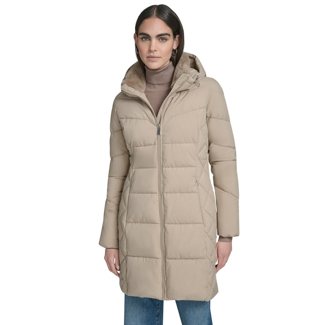 'Collar Hooded Puffer Coat' pour Femmes