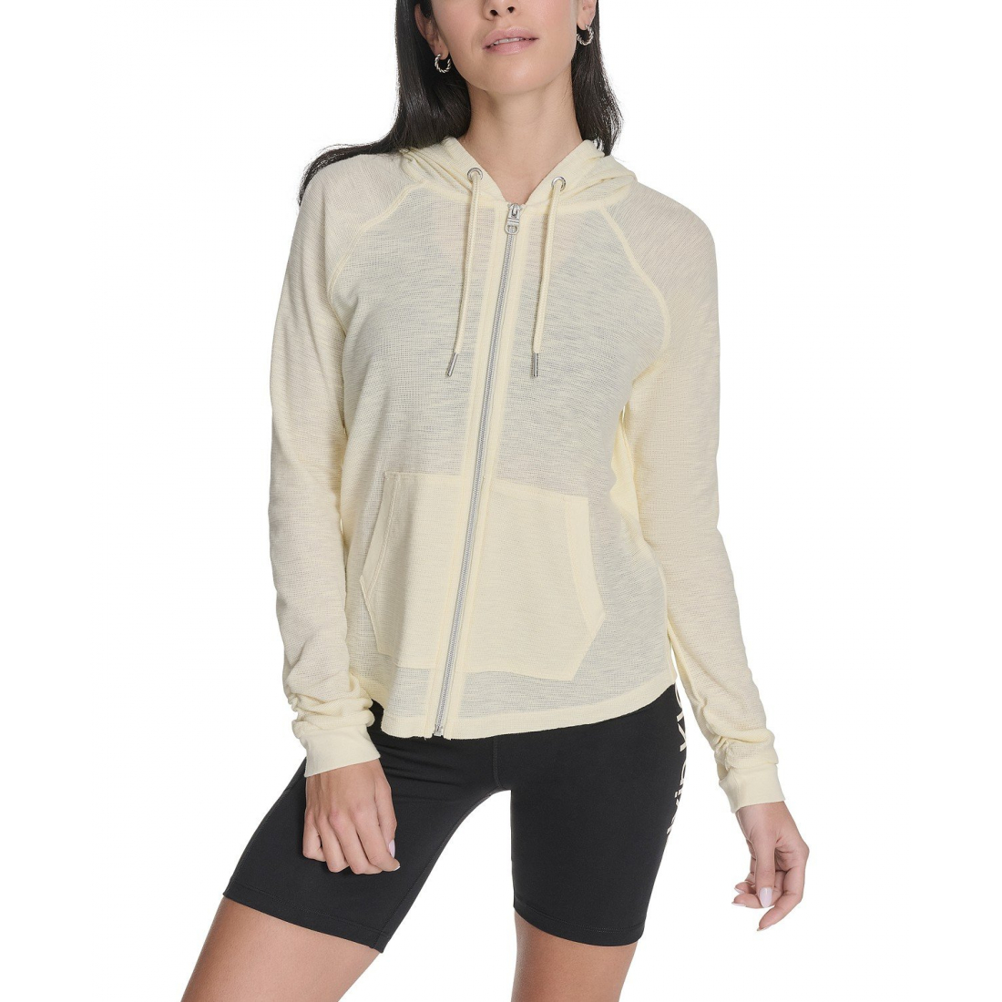 'Ruched-Sleeve Zip Hoodie' pour Femmes