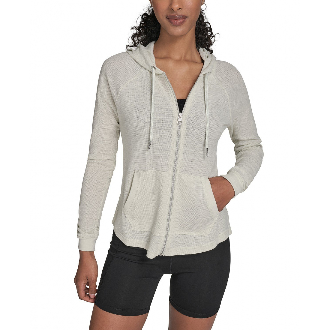 'Ruched-Sleeve Zip Hoodie' pour Femmes