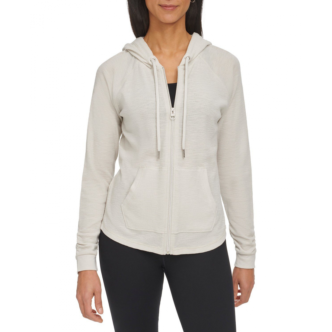 'Ruched-Sleeve Zip Hoodie' pour Femmes