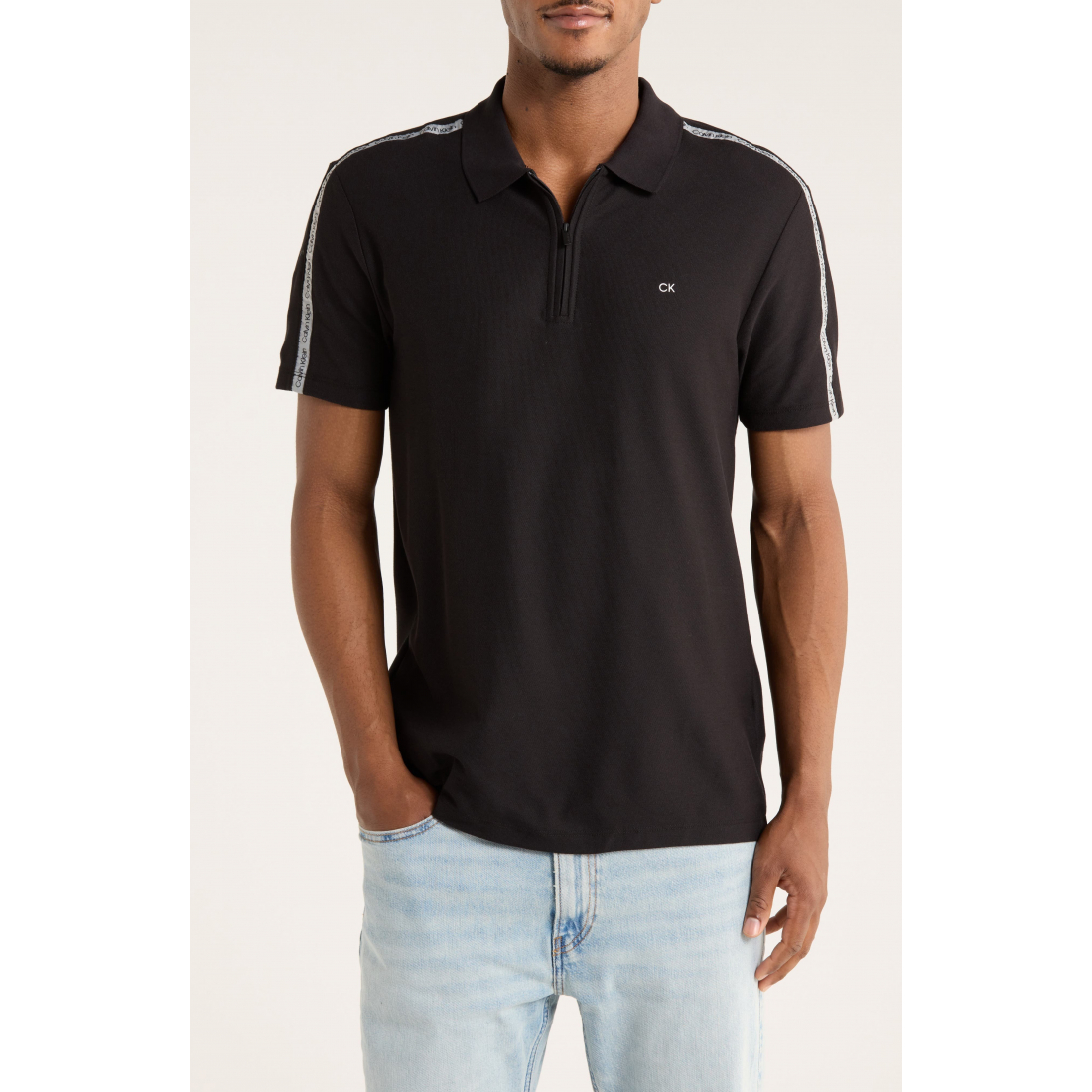 'Logo Tape Zip Polo' pour Hommes