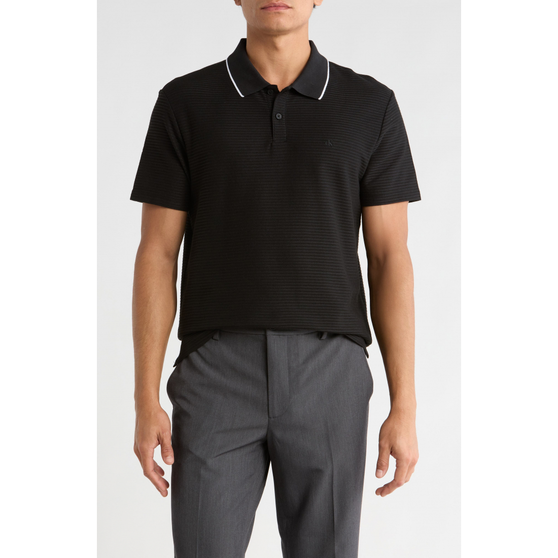 'Thin Stripe Knit Polo' pour Hommes