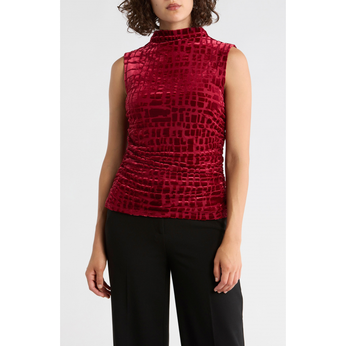 'Burnout Mock Neck Ruched Top' pour Femmes