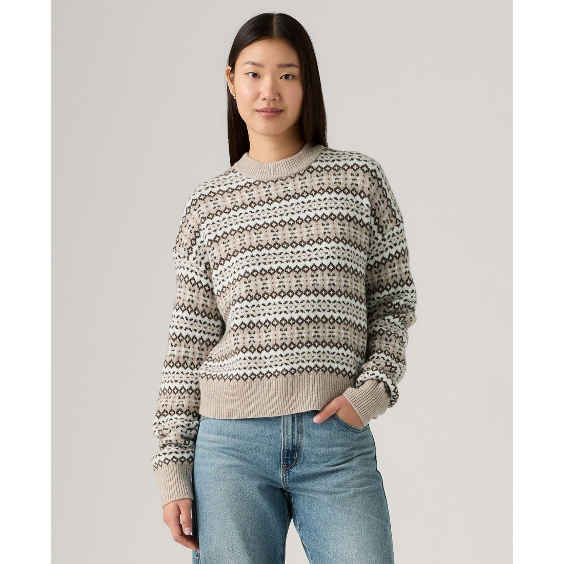'Premium Women’s Ines Fairisle Long Sleeve Sweater' pour Femmes