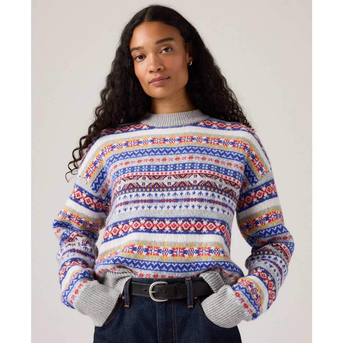 'Premium Women’s Ines Fairisle Long Sleeve Sweater' pour Femmes