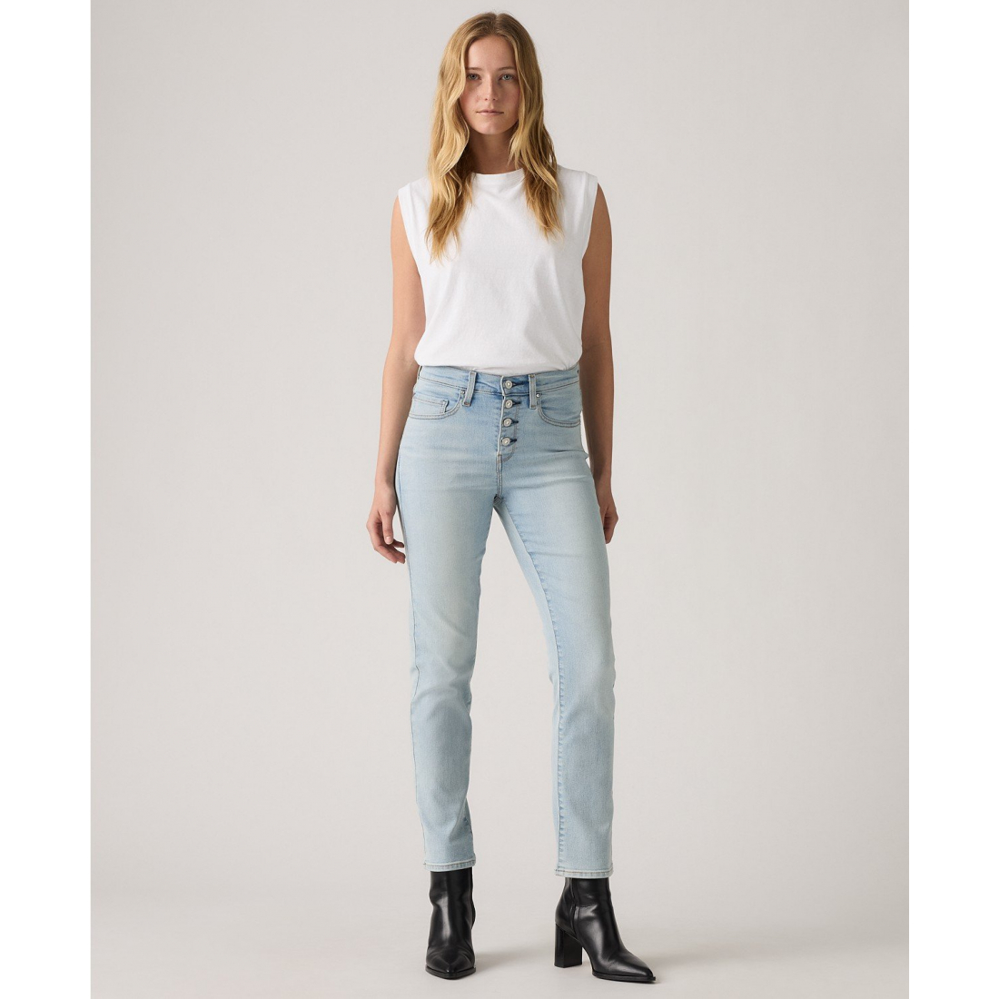 '724 High Rise Rhinestone Button Fly Straight Leg Jeans' pour Femmes