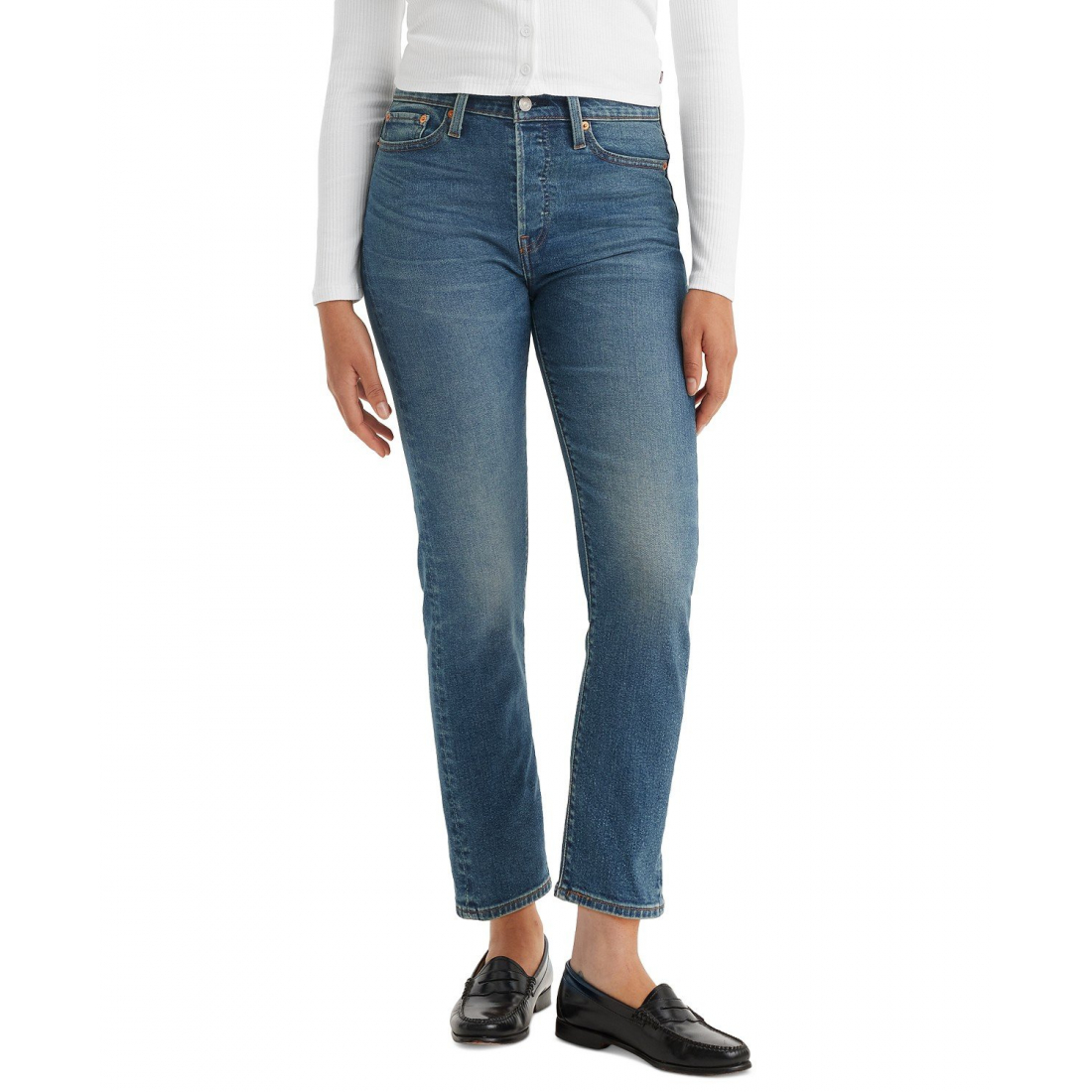 'Wedgie Straight-Leg High Rise Cropped Jeans' pour Femmes