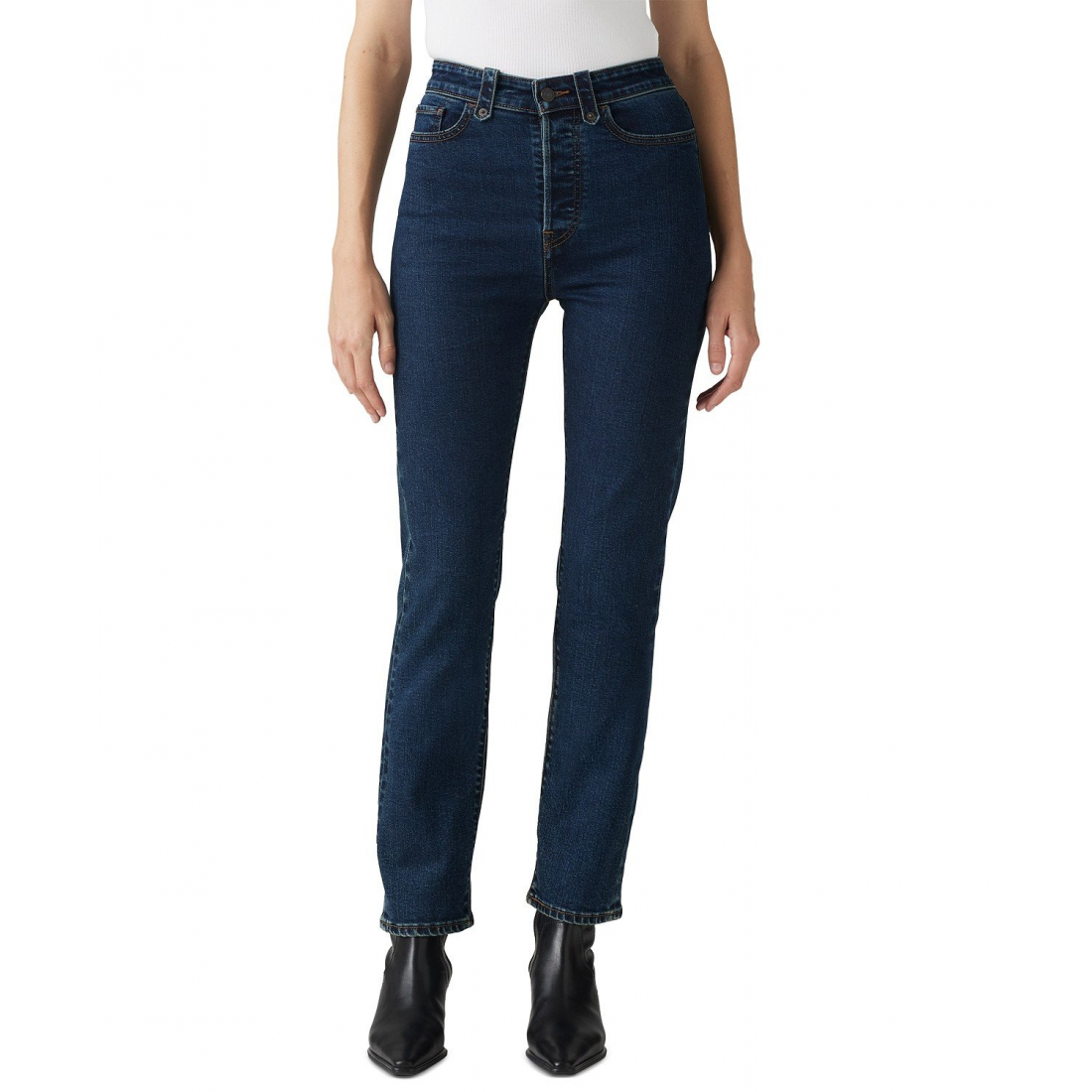'Wedgie Straight-Leg High Rise Cropped Jeans' pour Femmes