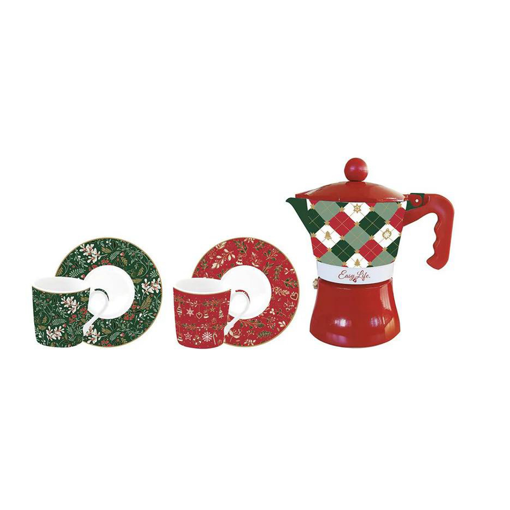 Ensemble De 2 Tasses À Expresso De 100 ml Avec Soucoupes Et Cafetière Dans Un Coffret Cadeau Fancy Christmas