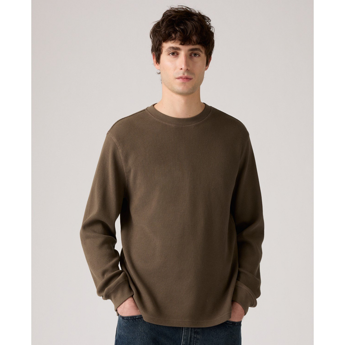 'Waffle Knit Thermal Long Sleeve T-Shirt' pour Hommes