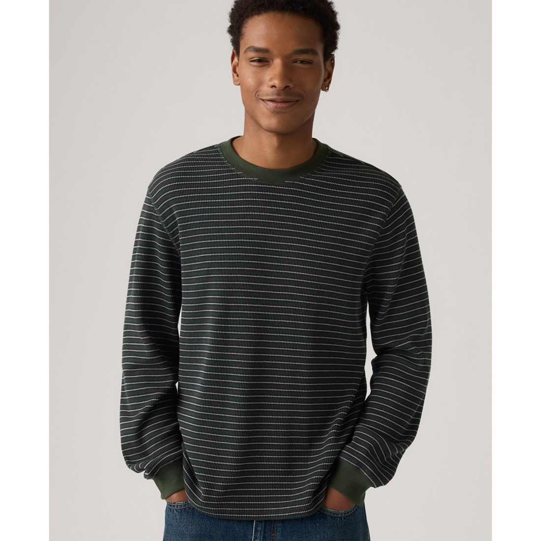 'Waffle Knit Thermal Long Sleeve T-Shirt' pour Hommes